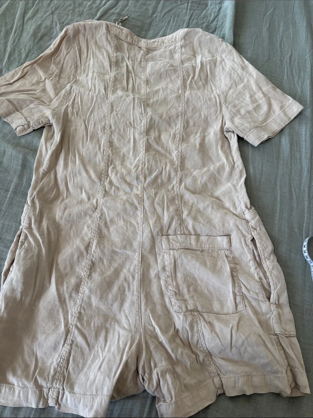 Zara Beige V-Neck Button Front Linen Tunic